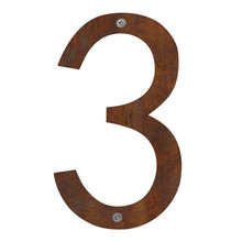 Husnummer 3 stål rustlook 25 cm